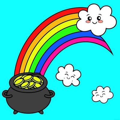 Wersja pokolorowana: Tęcza nad garnkiem złota