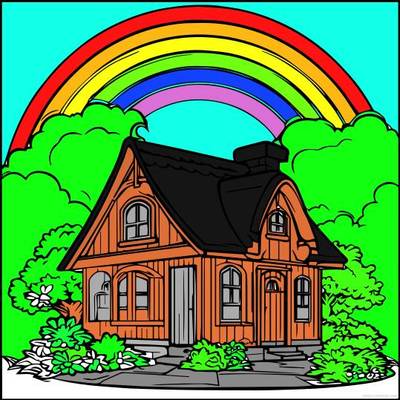 Wersja pokolorowana: Dom pod tęczą