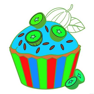 Wersja pokolorowana: Babeczka z plasterkami karamboli