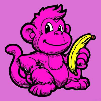 Versione colorata: Scimmia giocosa con banana