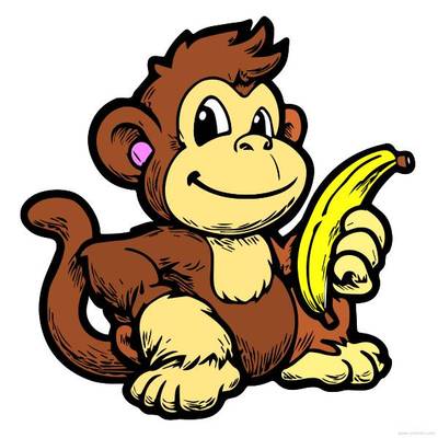 Versione colorata: Scimmia giocosa con banana