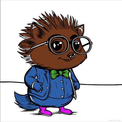 Ausgemalte Version: Cartoon-Igel mit Jackett und Fliege