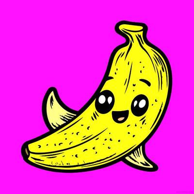 Wersja pokolorowana: Szczęśliwa kolorowanka z bananem