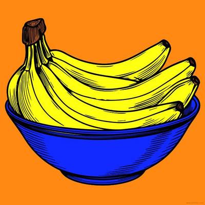 Ausgemalte Version: Bananen in einer Schüssel