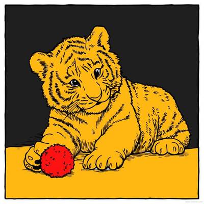 Farvelagt version: Bedårende baby-tiger