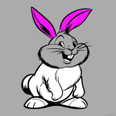 Wersja pokolorowana: Wesoły kreskówkowy królik