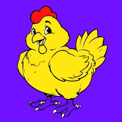 Ausgemalte Version: Cartoon Huhn