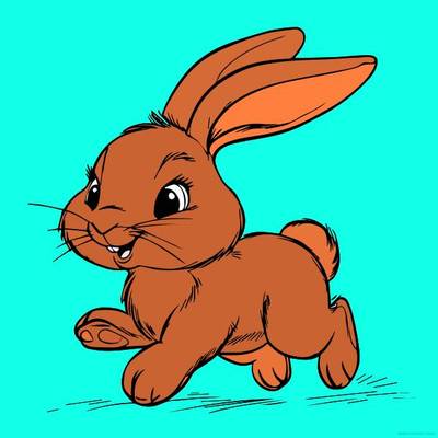 Versione colorata: Coniglio felice che corre