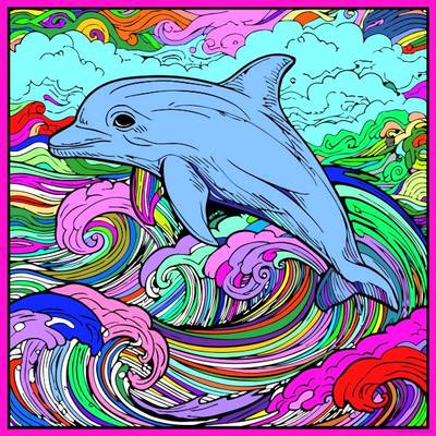 Fargelagt versjon: Delfin i havbølger
