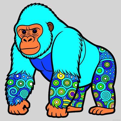 Versão colorida: Gorila com padrões em espiral