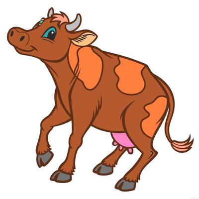 Versão colorida: Vaca holandesa cartoon andando