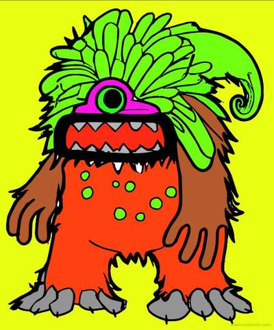 Versão colorida: Monstro com um olho