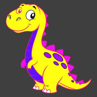 Ingekleurde versie: Kawaii dinosaurus met lange nek