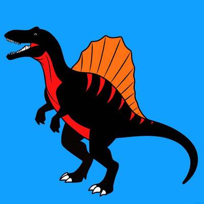 Ingekleurde versie: Gedetailleerde Spinosaurus dinosaurus