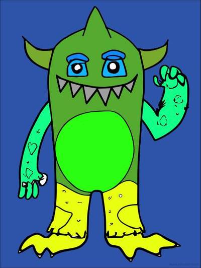 Versão colorida: Monstro com galhadas