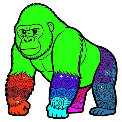 Versão colorida: Gorila com padrões em espiral