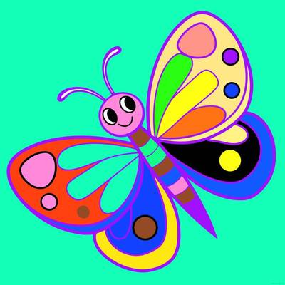 Ausgemalte Version: Lächelnder Schmetterling
