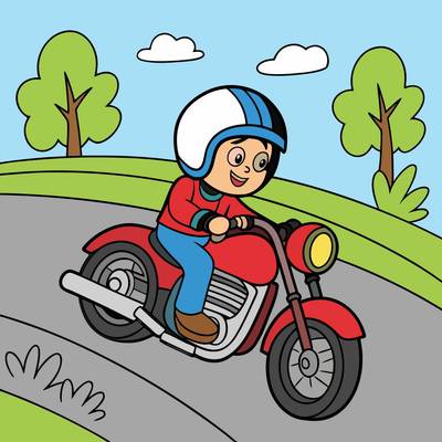 Fargelagt versjon: Motorsyklist på en vei