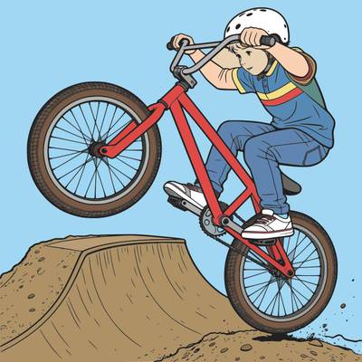 Väritetty versio: Yksityiskohtainen BMX-hyppy