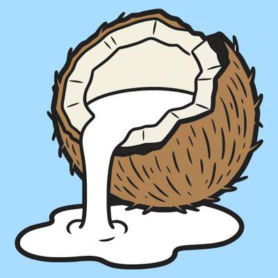 Fargelagt versjon: Sprukket kokosnøtt med melk