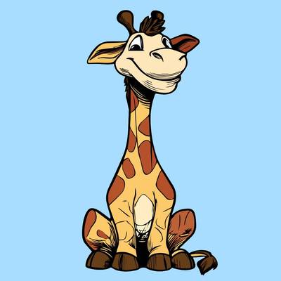 Version coloriée : Girafe de dessin animé souriante