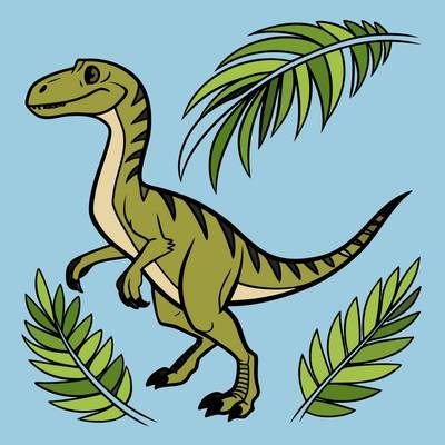 Väritetty versio: Höyhenpeitteinen velociraptor