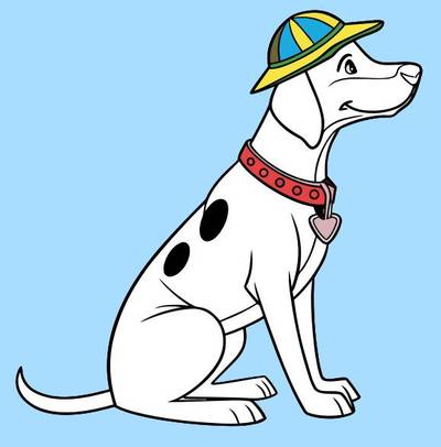Version coloriée : Chien policier renifleur avec chapeau