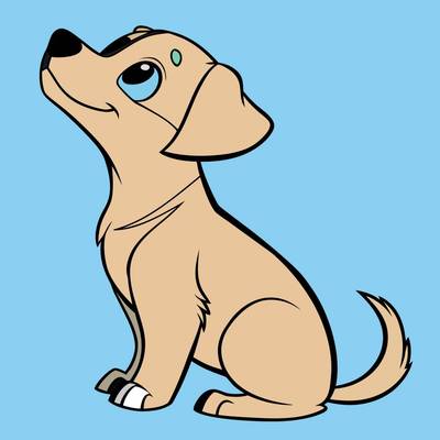 Version coloriée : Chiot kawaii simple vu de profil