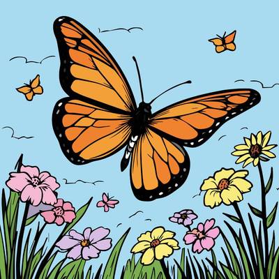 Versione colorata: Farfalla tra i fiori