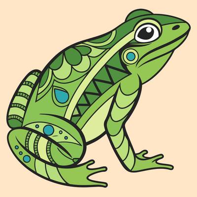 Version coloriée : Grenouille zentangle de profil