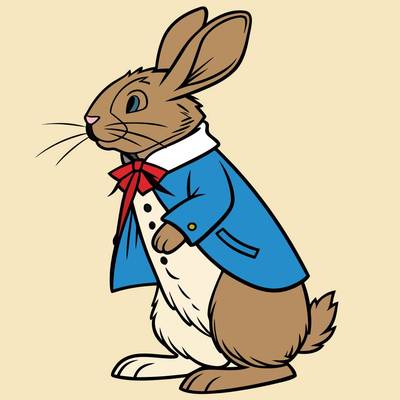 Ausgemalte Version: Hase im Jackett mit Schleife