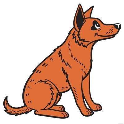 Färglagd version: Sittande porträtt av australian cattle dog