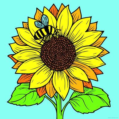 Ispirazione: Girasole con ape – colorato dalla community