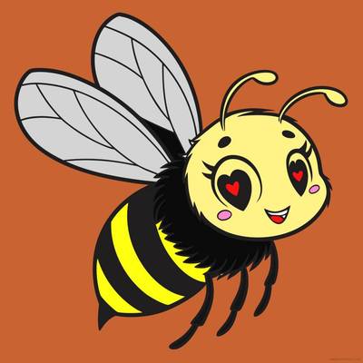 Fargelagt versjon: Chibi-bie med hjerteøyne