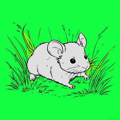 Ausgemalte Version: Maus im Gras