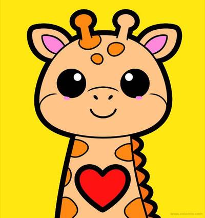 Väritetty versio: Kawaii-kirahvin muotokuva