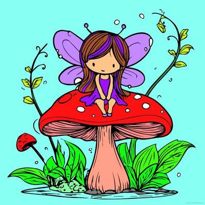 Colored version: Fairy on a mushroom