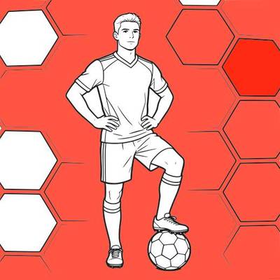 Version coloriée : Joueur de football avec ballon