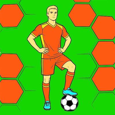 Version coloriée : Joueur de football avec ballon