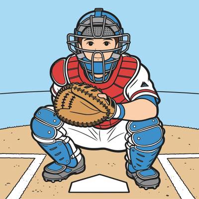 Colored version: Detailed catcher behind home plate