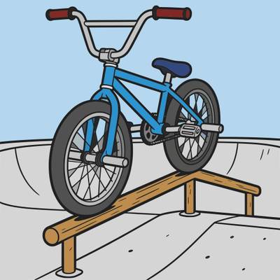 Colored version: Close-up BMX bike grinding a rail