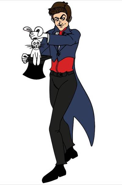 Version coloriée : Magicien avec lapin
