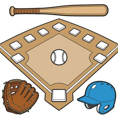 Colored version: Simple baseball diamond and gear