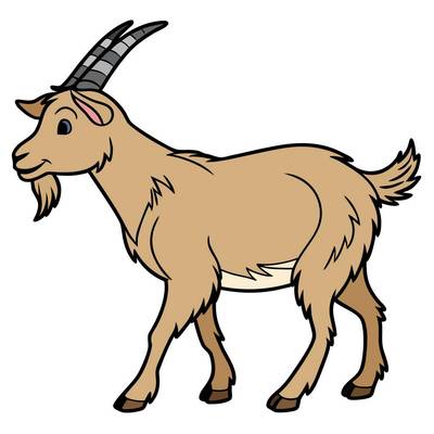 Version coloriée : Bouc avec de grandes cornes