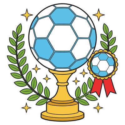 Version coloriée : Trophée de football avec laurier
