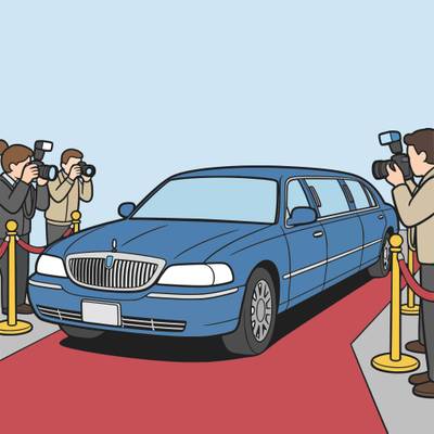 Ausgemalte Version: Stretchlimousine auf dem roten Teppich