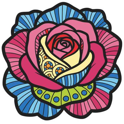 Colored version: Decorative rose mandala design