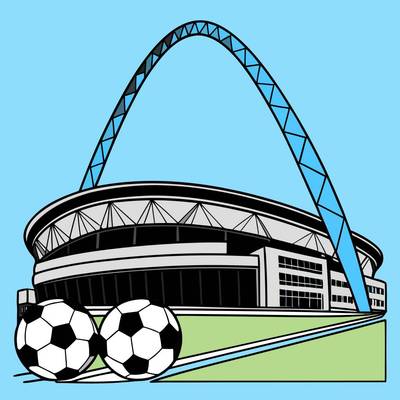 Version coloriée : Stade de Londres avec ballons de foot