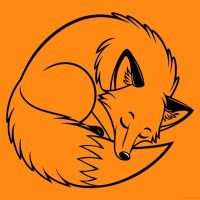 Version coloriée : Renard endormi roulé en boule