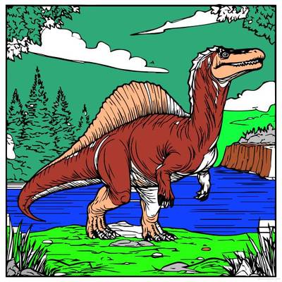 Colored version: Spinosaurus by the river